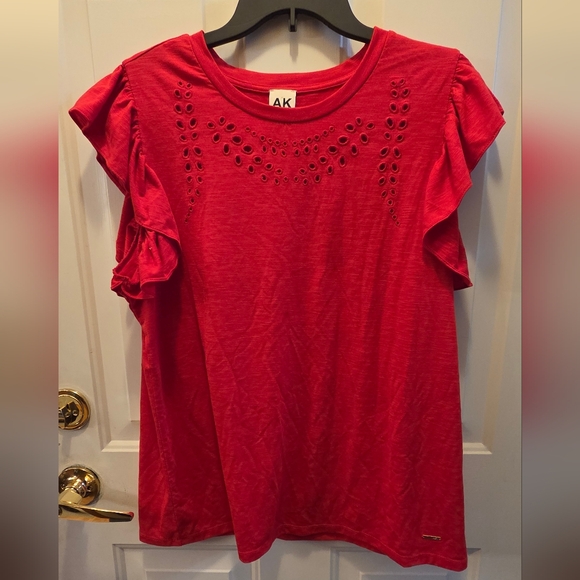 Red Ruffled Sleeve Top - Picture 1 of 7